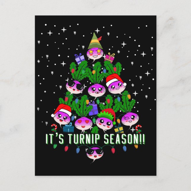 Kawaii Its Turnip Season Christmas Tree Funny Postcard (Front)