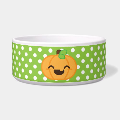 Kawaii Jack O Lanern Pumpkin Dog Bowl