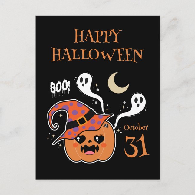 Kawaii Jack O' Lantern Creepy Cute  Postcard (Front)