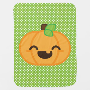 Kawaii Jack O Lantern Pumpkin Baby Blanket