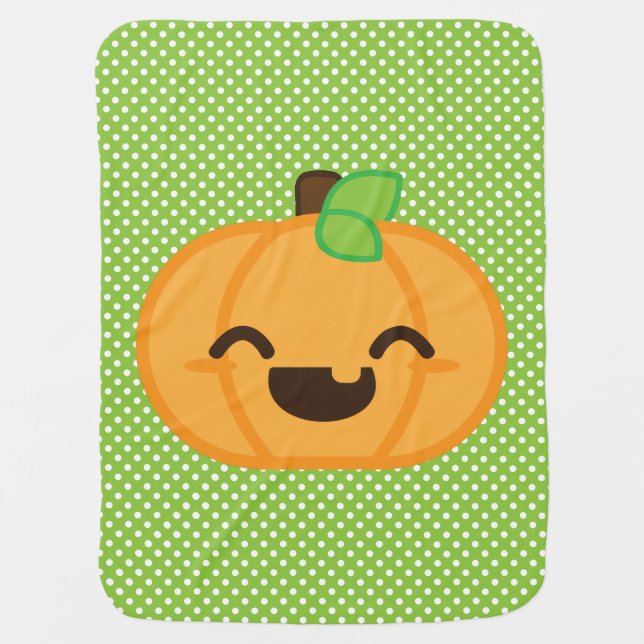 Kawaii Jack O Lantern Pumpkin Baby Blanket (Front)