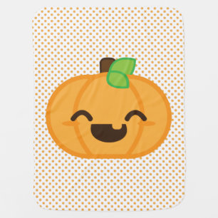 Kawaii Jack O Lantern Pumpkin Baby Blanket