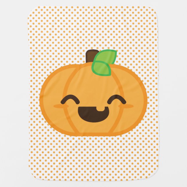 Kawaii Jack O Lantern Pumpkin Baby Blanket (Front)