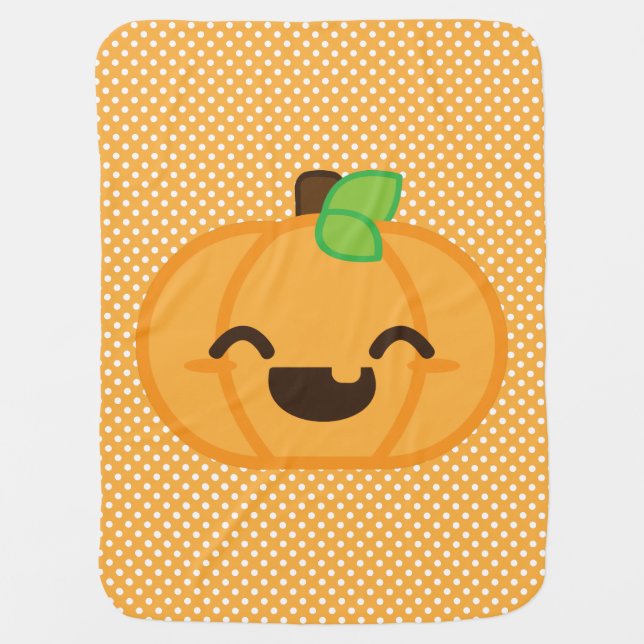 Kawaii Jack O Lantern Pumpkin Baby Blanket (Front)