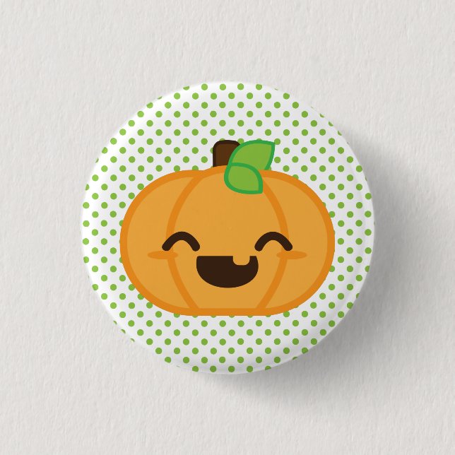 Kawaii Jack O Lantern Pumpkin Button (Front)