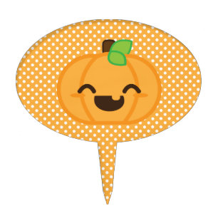 Kawaii Jack O Lantern Pumpkin Cake Topper