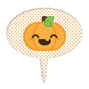 Kawaii Jack O Lantern Pumpkin Cake Topper
