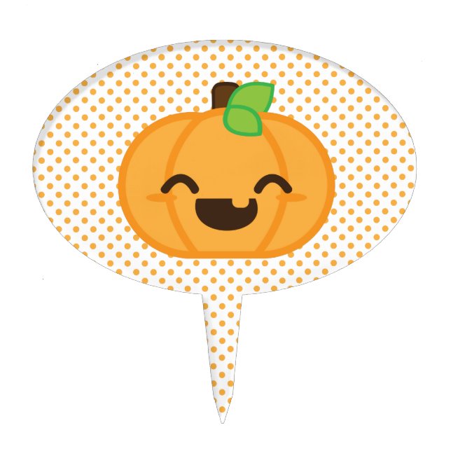 Kawaii Jack O Lantern Pumpkin Cake Topper (Front)