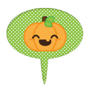 Kawaii Jack O Lantern Pumpkin Cake Topper
