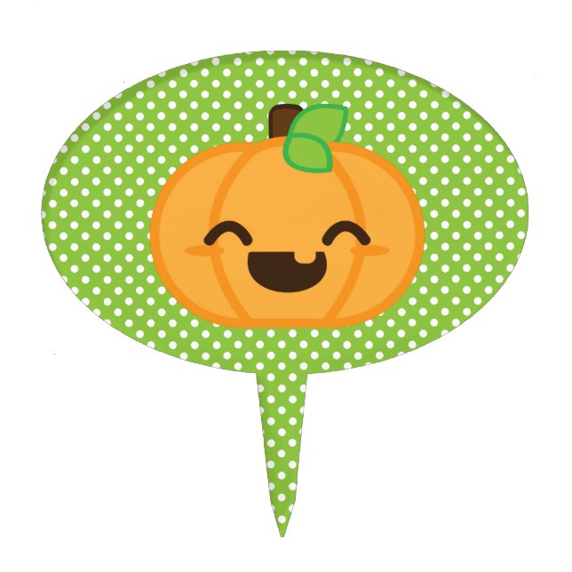 Kawaii Jack O Lantern Pumpkin Cake Topper (Front)