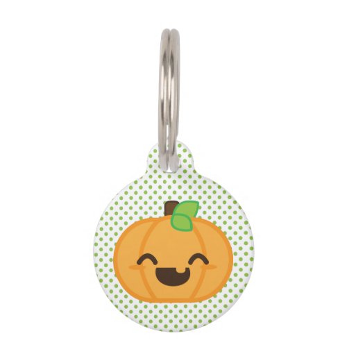 Kawaii Jack O Lantern Pumpkin Dog Tag