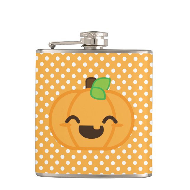 Kawaii Jack O Lantern Pumpkin Flask (Front)