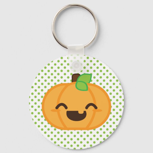 Kawaii Jack O Lantern Pumpkin Keychain (Front)