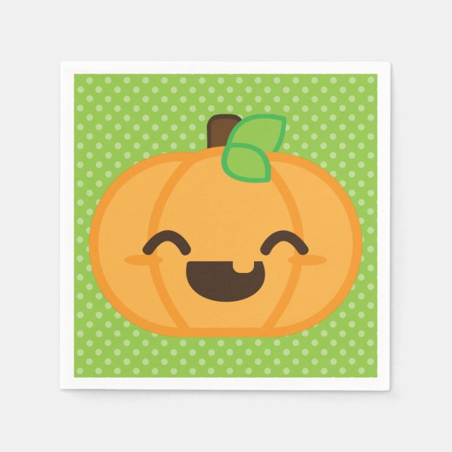 Kawaii Jack O Lantern Pumpkin Napkins (Front)