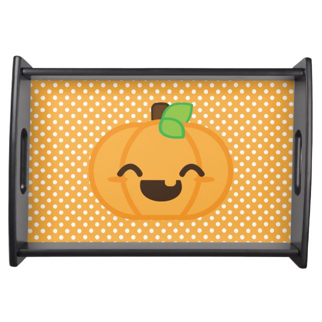 Kawaii Jack O Lantern Pumpkin Serving Tray (Front)