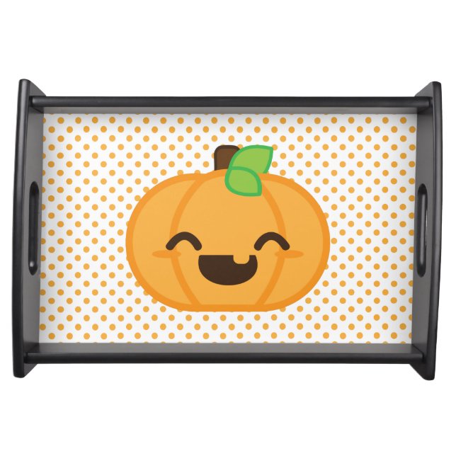 Kawaii Jack O Lantern Pumpkin Serving Tray (Front)