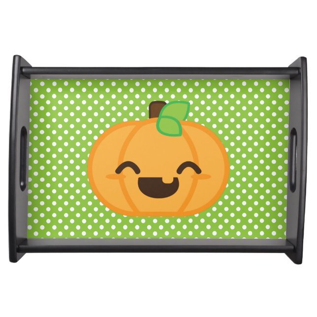 Kawaii Jack O Lantern Pumpkin Serving Tray (Front)