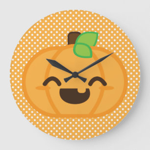 Kawaii Jack O Lantern Pumpkin Wall Clock