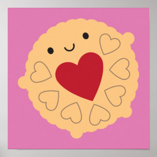 Kawaii Jammie Dodger Biscuit Poster
