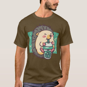 Kawaii Japan Cute Hedgehog Boba Tea Bubble T-Shirt