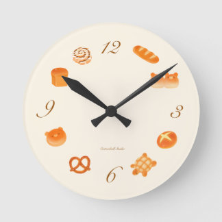 Kawaii Japanese Aesthetic Cozy Bakery Breads Round Clock
