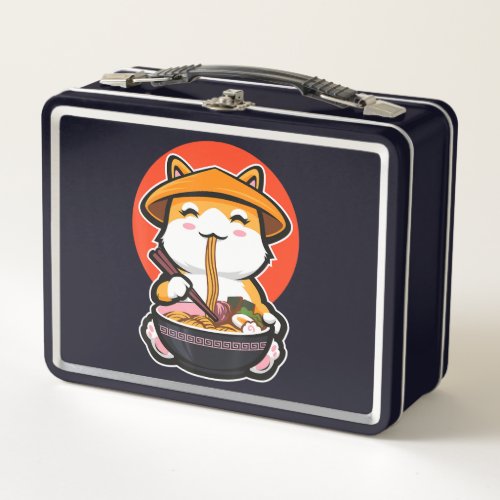 Kawaii Japanese Anime Akita Dog Ramen Gifts Metal Lunch Box
