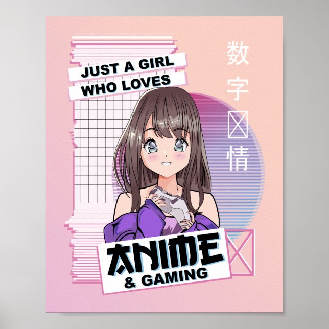 Kawaii Japanese Anime & Gaming -Vaporwave Anime Poster (Front)