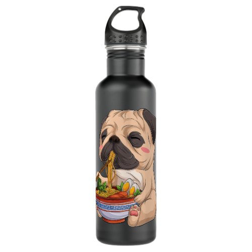 kawaii Japanese anime Pug Dog ramen Food Lovers Stainless Steel Water Bottle