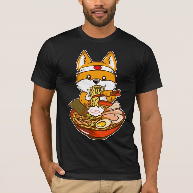 Kawaii japanese anime shiba inu ramen T-Shirt (Front)