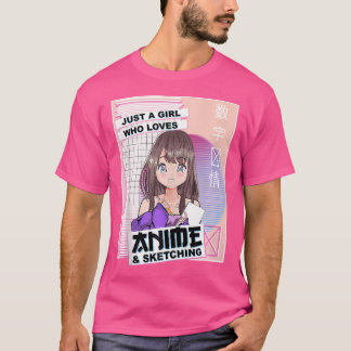 Kawaii Japanese Anime Sketching -Vaporwave Anime T-Shirt