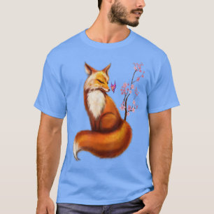 Kawaii Japanese Fox Cherry Blossom Flower Sakura  T-Shirt