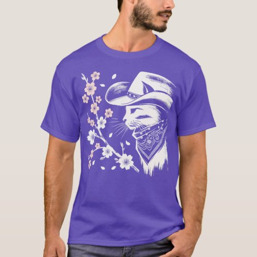 Kawaii Japanese Funny Cat Cowboy Cowgirl Meow Howd T_Shirt