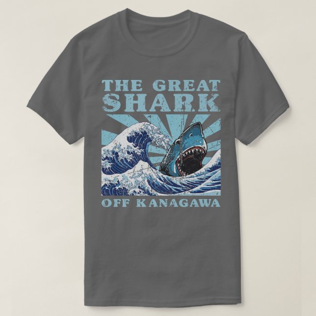 Kawaii Japanese Great Wave Great Shark Cute Japan  T-Shirt (Design Front)