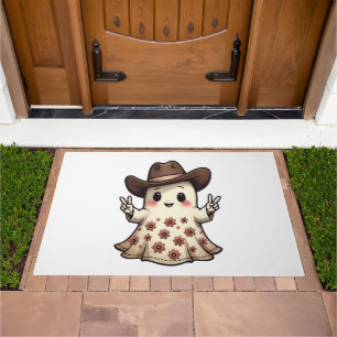 Kawaii Japanese Pastel Cowboy Ghost Halloween Doormat