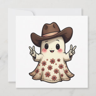 Kawaii Japanese Pastel Cowboy Ghost Halloween Invitation