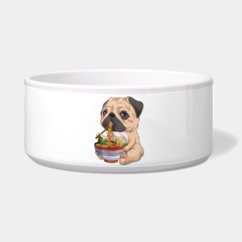 Kawaii Japanese Pug Dog Ramen Pet Lovers Bowl