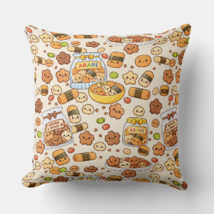 Kawaii japanese sakura arare snack throw pillow