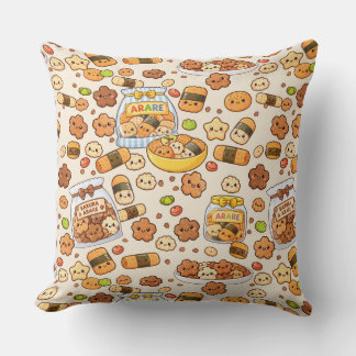 Kawaii japanese sakura arare snack throw pillow