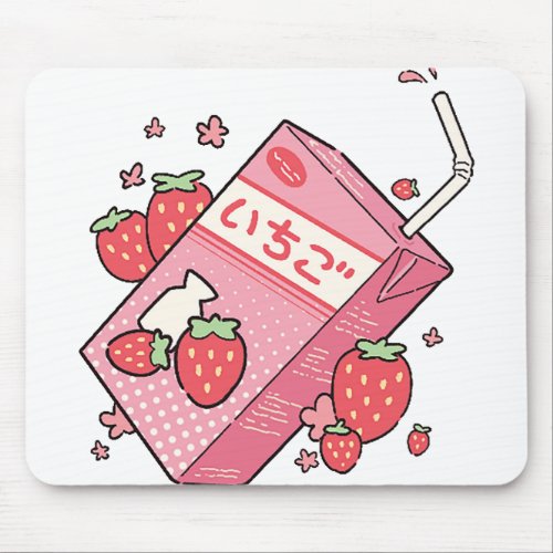 Kawaii Japanese Strawberry Juice Box Mouse Pad