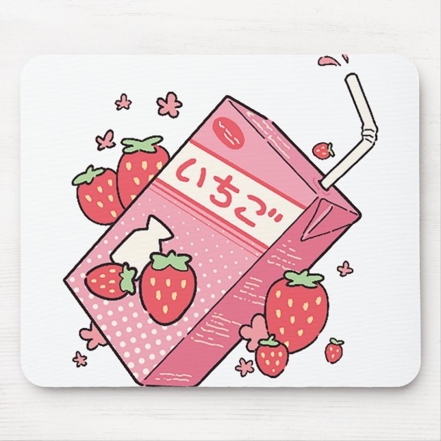 Kawaii Japanese Strawberry Juice Box Mouse Pad (Front)