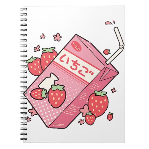 Kawaii Japanese Strawberry Juice Box Notebook