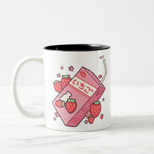 Kawaii Japanese Strawberry Juice Box Two_Tone Coffee Mug