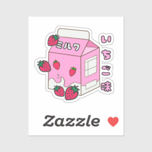 Retro Kawaii Panda with strawberry milk carton' Sticker