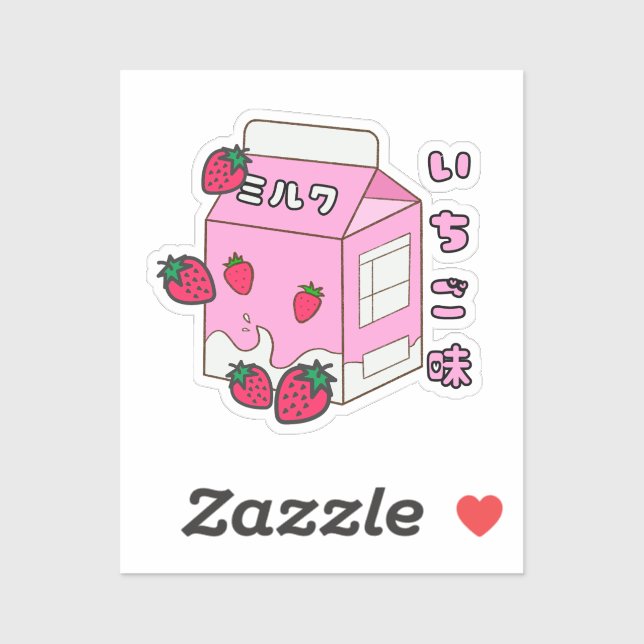 Kawaii Japanese Strawberry Milk Sticker (Sheet)