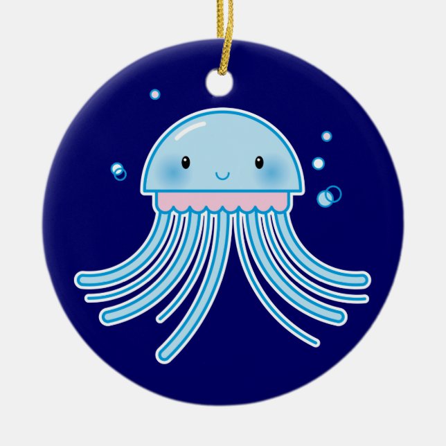 Kawaii jellyfish ceramic ornament (Front)