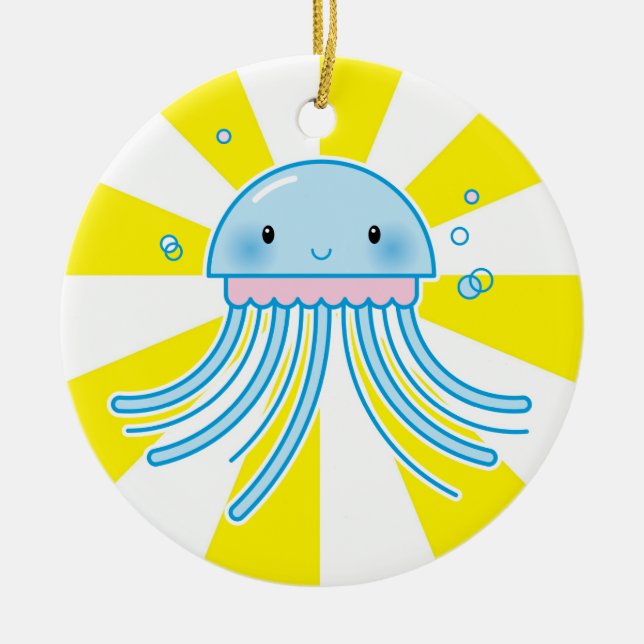 Kawaii jellyfish ceramic ornament (Front)
