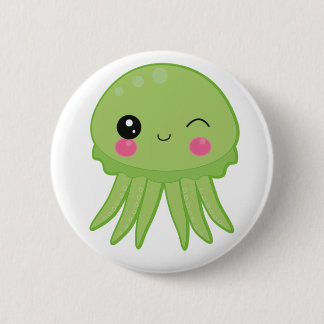 Kawaii Jellyfish Pin Badge Green