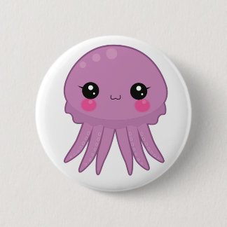 Kawaii Jellyfish Pin Badge Purple