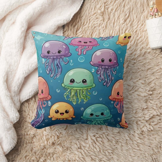 Kawaii Jellyfish Throw Pillow (Blanket)