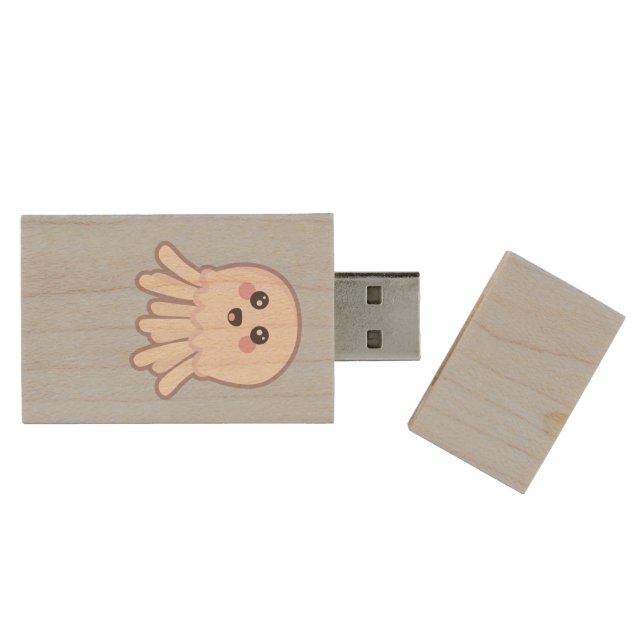 Kawaii Jellyfish Wood USB Flash Drive (Opened)